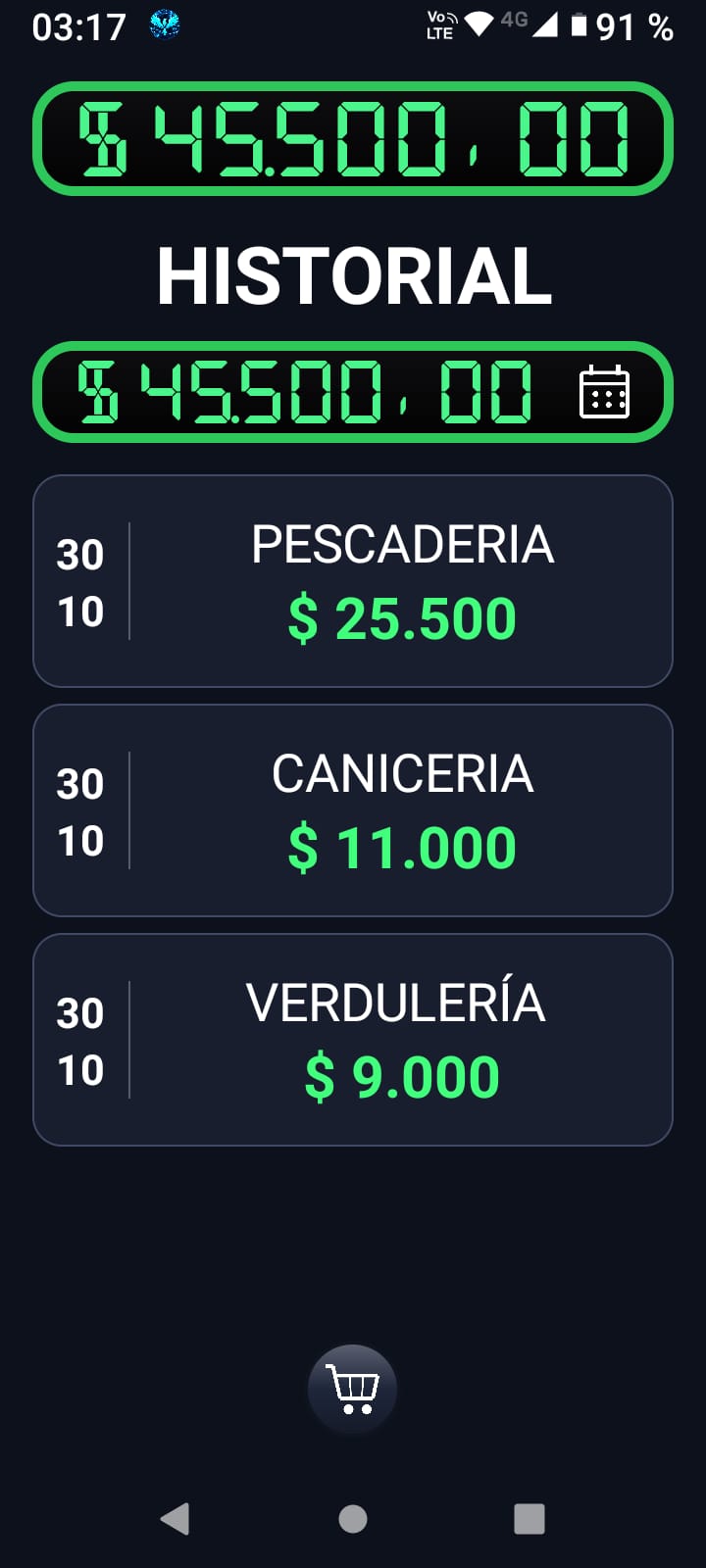 Captura real: HISTORIAL de compras
